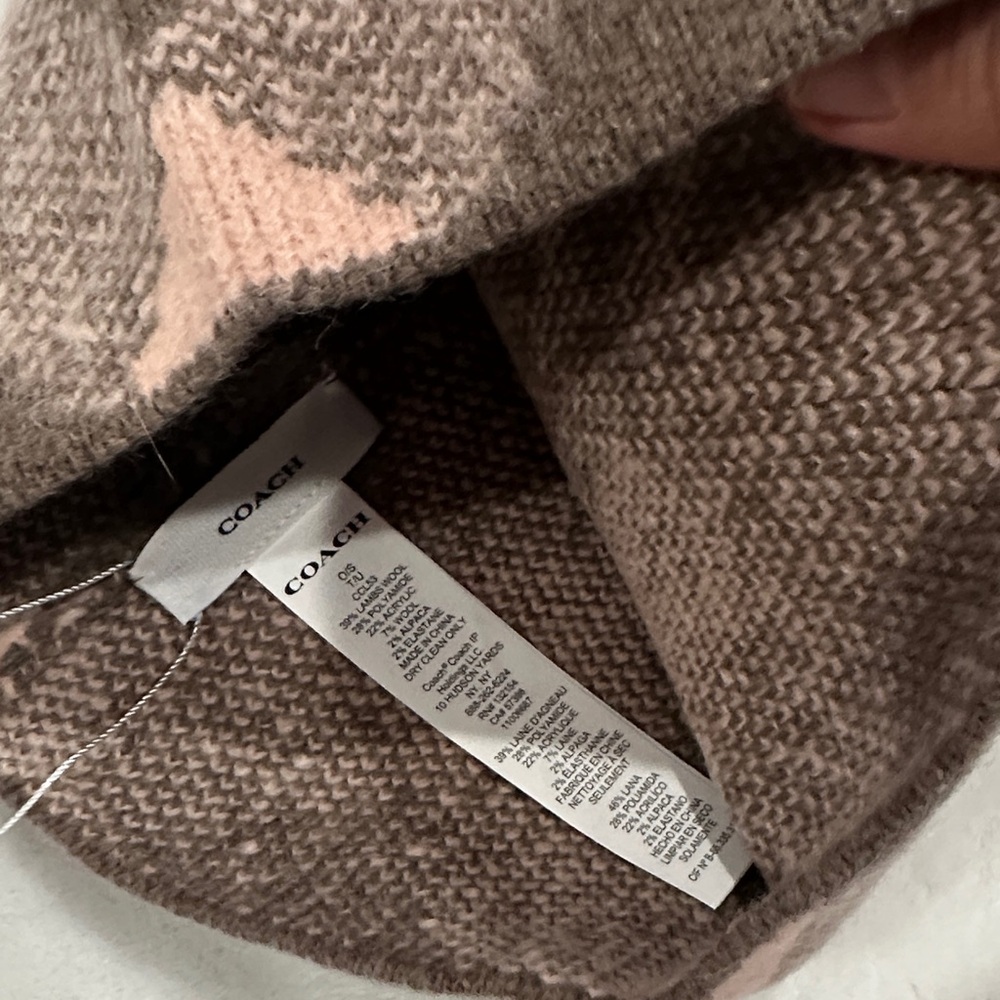 Coach Plaid Beanie in Pink and Brown - Picture 6 of 10